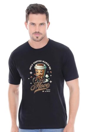 Half Sleeve Black Tshirt in Blended Cotton Fabric