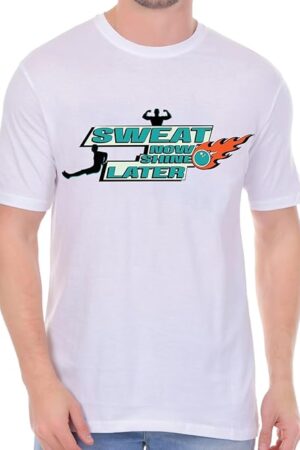 Half Sleeve White Tshirt in Blended Cotton Fabric