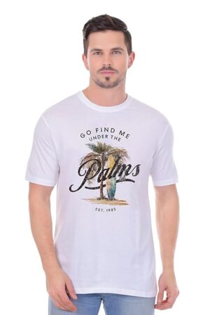 XFAB Half Sleeve White Tshirt | Beach Theme - Go Find Me Under The Palms