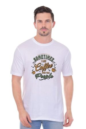 XFAB Half Sleeve White Tshirt | Coffee Lover Theme - Sometimes