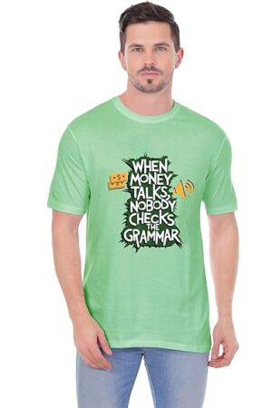 Half Sleeve Sage Green T-Shirt in Blended Cotton Fabric 