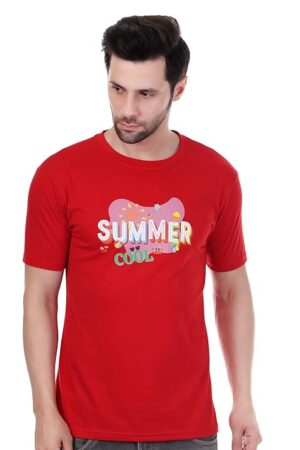 Summer Cool Theme Red Colour Half Sleeve T-Shirt |
